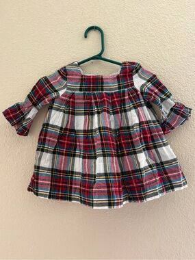 Baby GAP Girls Red, White & Green Plaid Christmas Long-Sleeve Tunic Dress